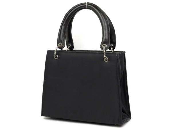 【Chrome Heartsクロムハーツ】スクロールリング付き★ナイロン×レザー★ハンドバッグ★ブラック★