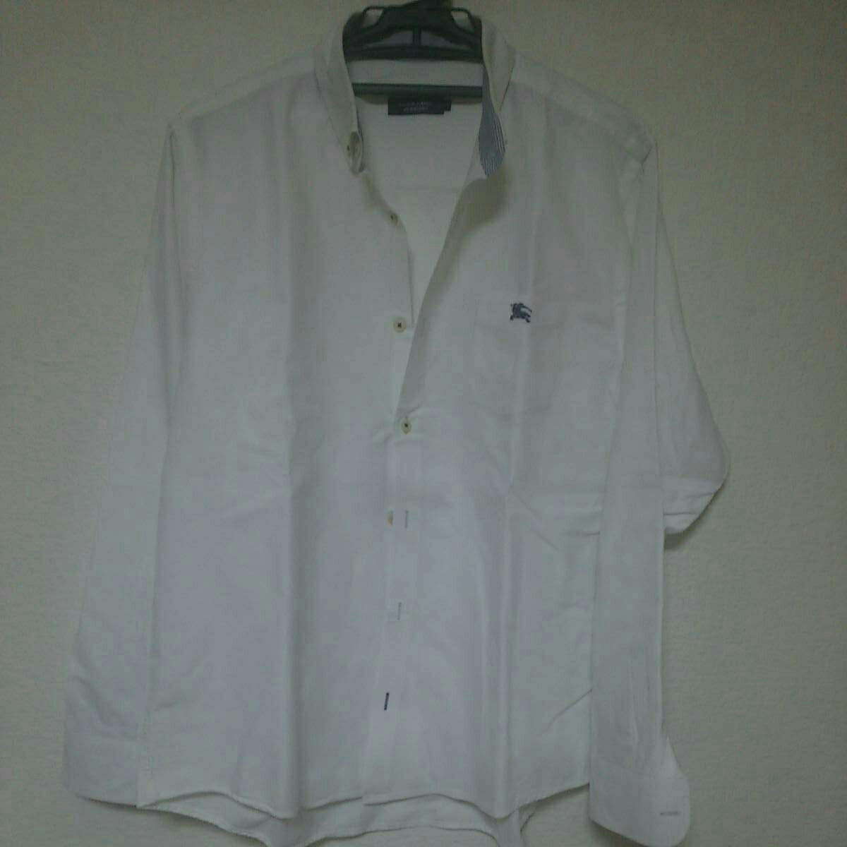 バーバリーブラックレーベル メンズ 無地 白シャツ 長袖 10回程度着用 美品 クリーニング済 BURBERRYBLACKLABEL サイズ4