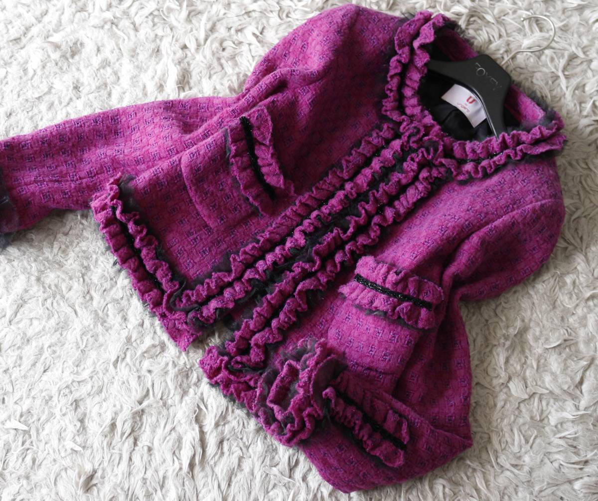 ウンガロ ノーカラーツイードジャケット 38 /N448 ANAYI（アナイ） ジャケット ノーカラージャケット 「Eternal Line