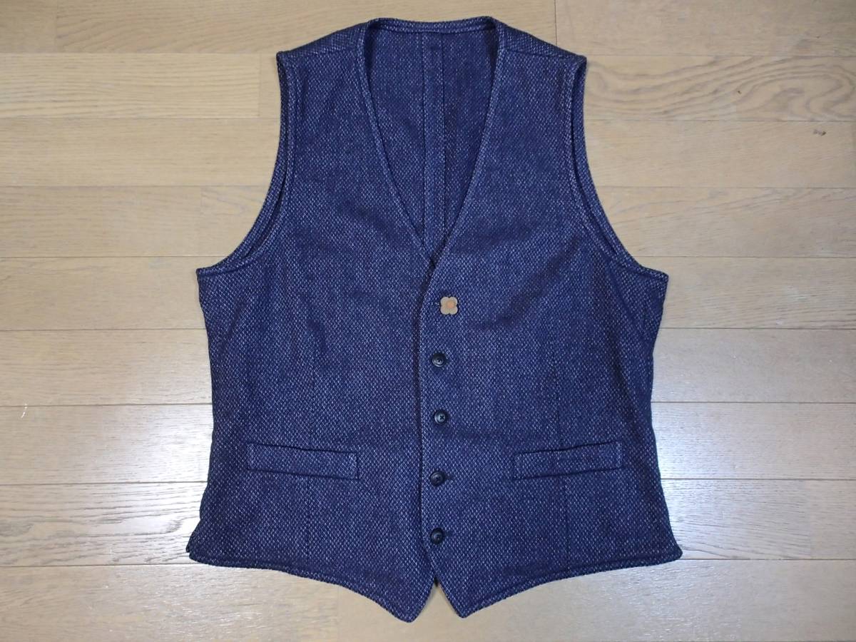 メリクリ前 新品 LARDINI ネイビー ガーメントダイホップサックジレ（ラルディーニ ベスト