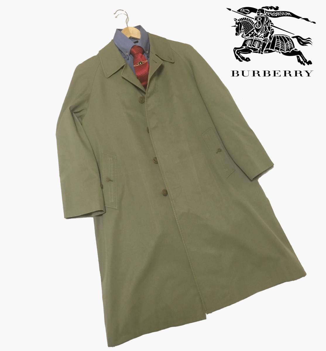 美品 最高級 BURBERRY ウールライナー付 ステンカラーコート プローサム BURBERRY ステンカラーコート ライナー付 推定定価17.9万 メンズ 冬物