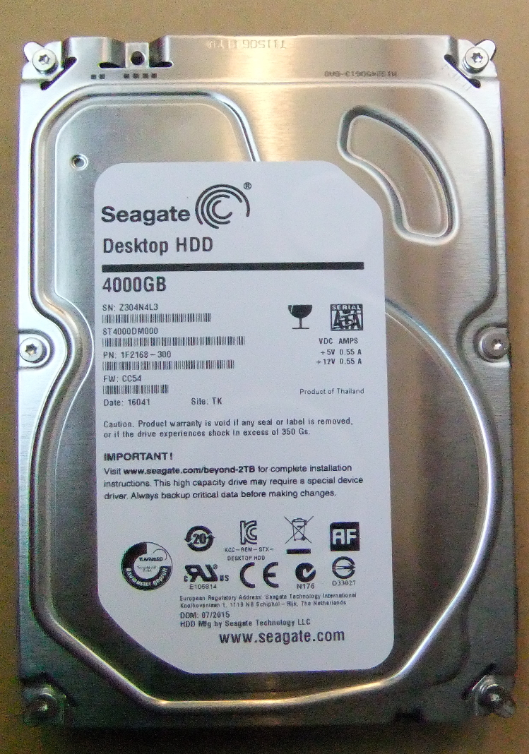 ①Seagate（シーゲイト）4TBハードディスク(HDD) ST4000DM000 稼働時間5583時間