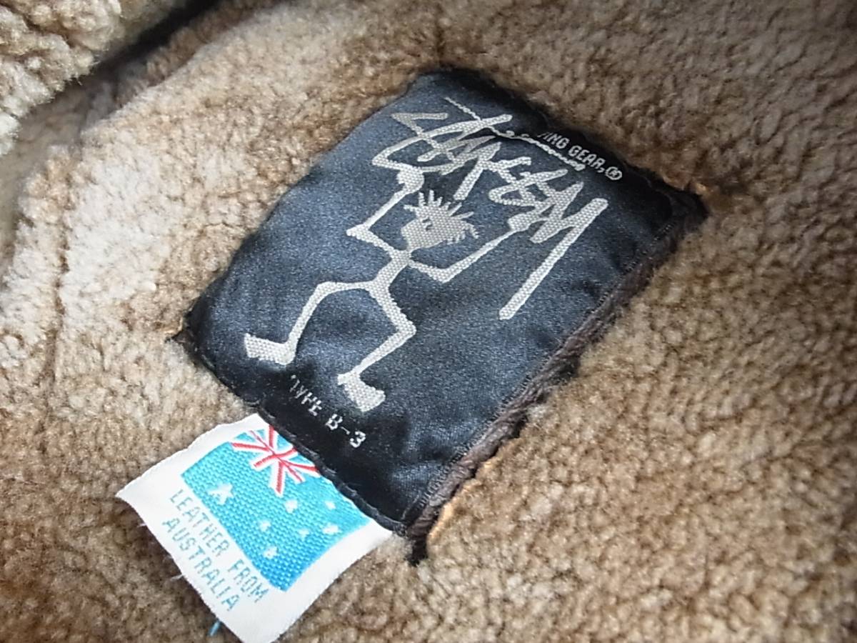STUSSY SHEEP SKIN ムートン フライトジャケット B-3 茶 希少 黒タグ 