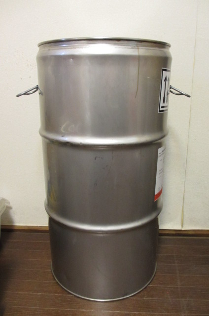 海外製 小型ステンレス ドラム缶 56L 蓋付 取っ手付 クローズドタイプ SU304　35ｘ68ｃｍ