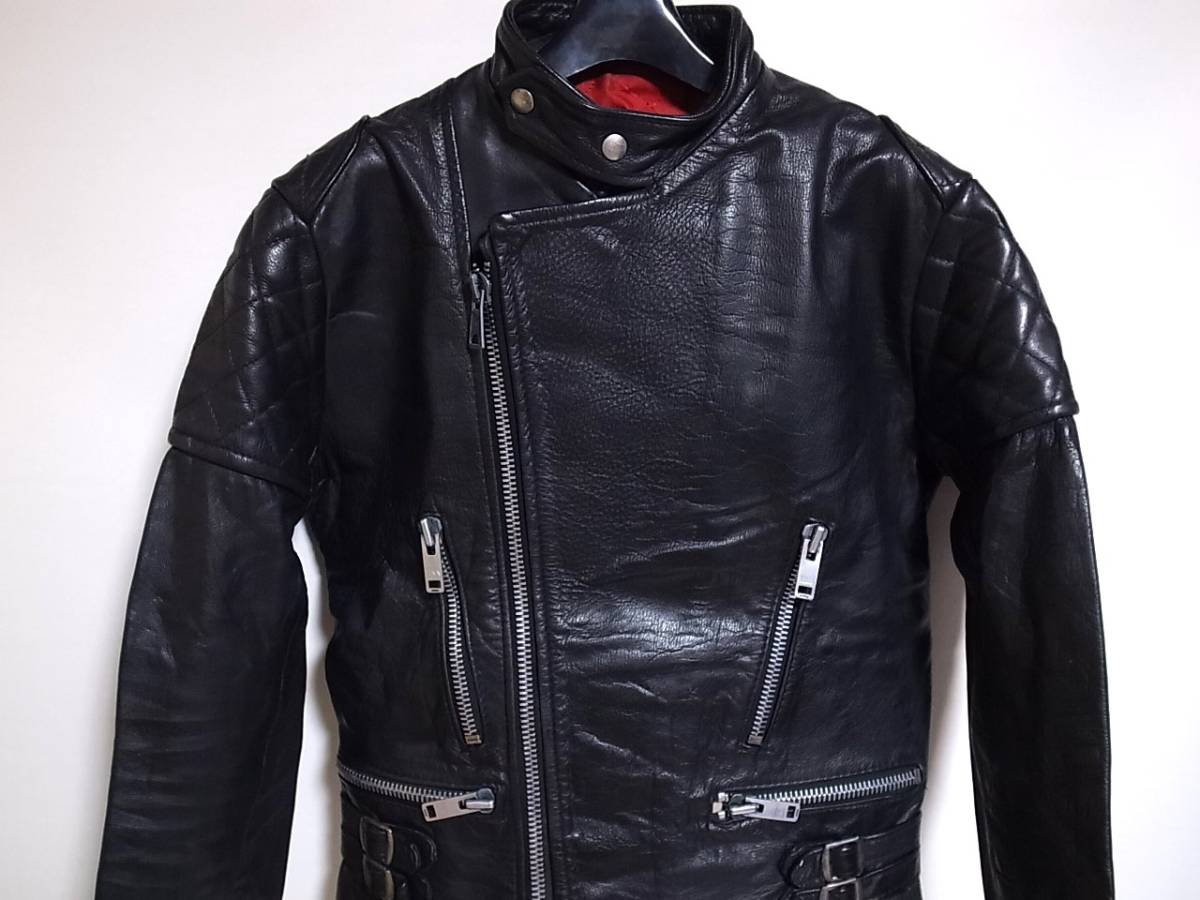 イギリス 70s80s イングランド製 パテッドUKライダース シボ革レザー 