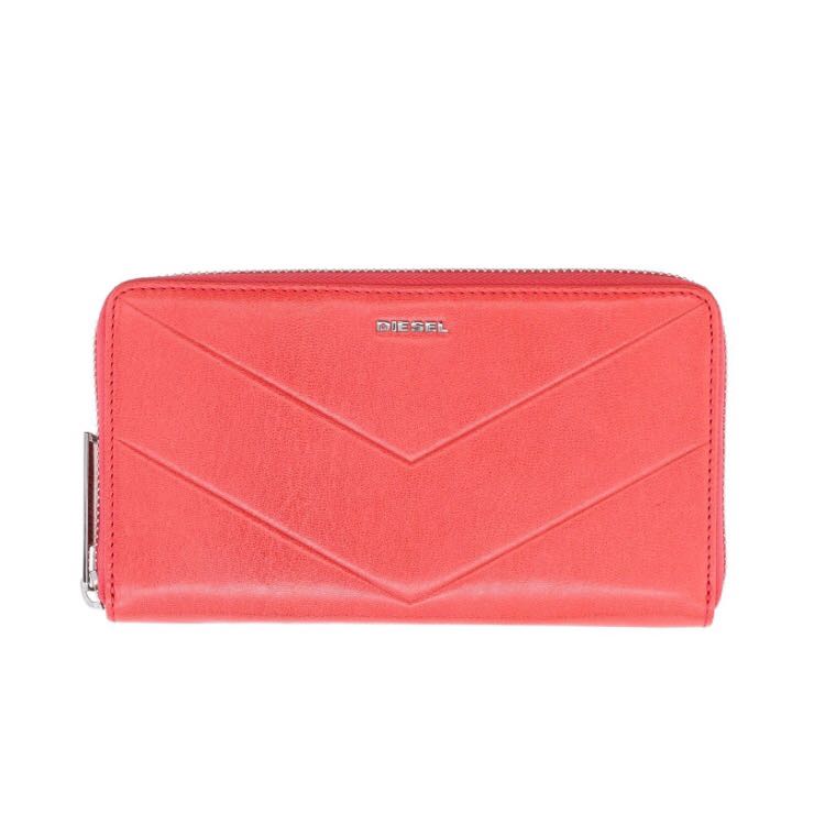 ☆送料無料☆ 新品 ディーゼル 長財布 やぎ革 ピンク コーラル レディース メンズ diesel ラウンド ②
