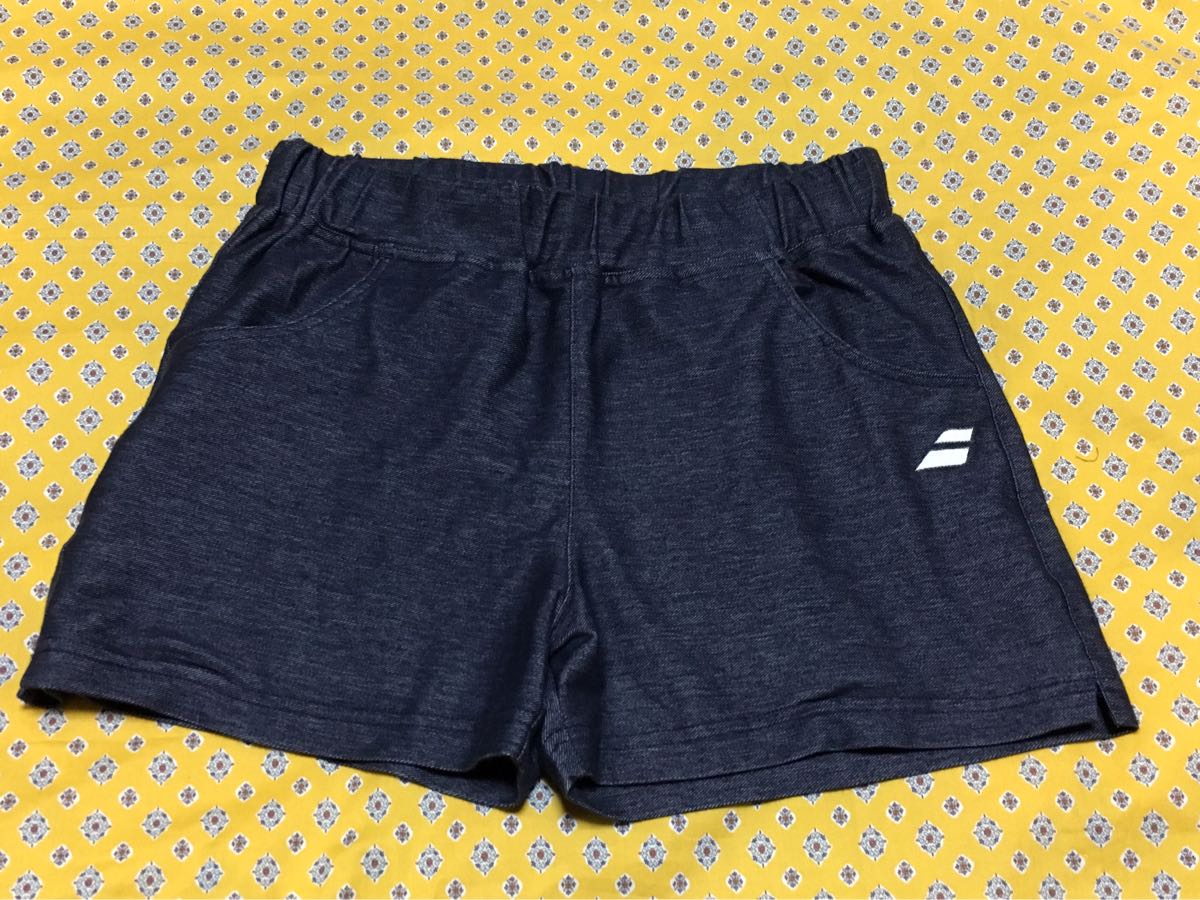 【新品同様 超美品】バボラ デニム調 ショートパンツ★テニス Oサイズ（L相当）定価7452円★インクブルー ネイビー