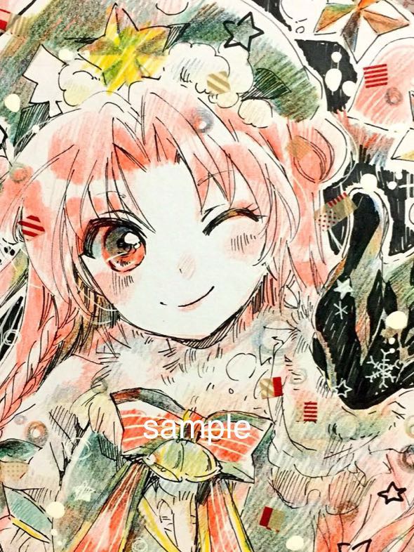 紅美鈴 めーりん クリスマス同人 東方 手描きイラスト 大色紙(手描き