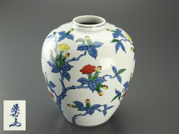 【琴》館林源右衛門 色絵花瓶 BP927