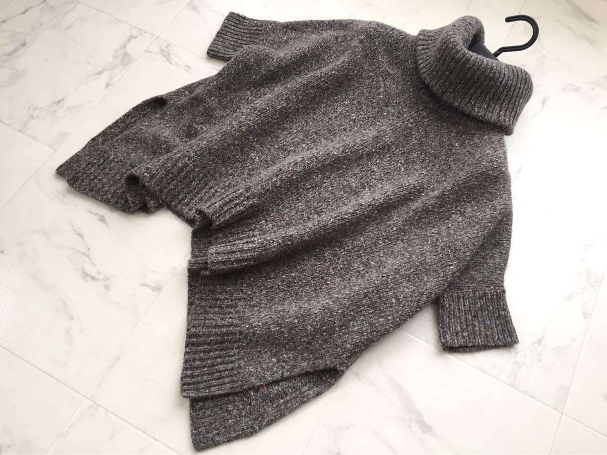 美品 theory セオリー カシミヤ混 ミックスウール タートルネック ドルマンスリーブ オーバーサイズ ニット S ハイネック