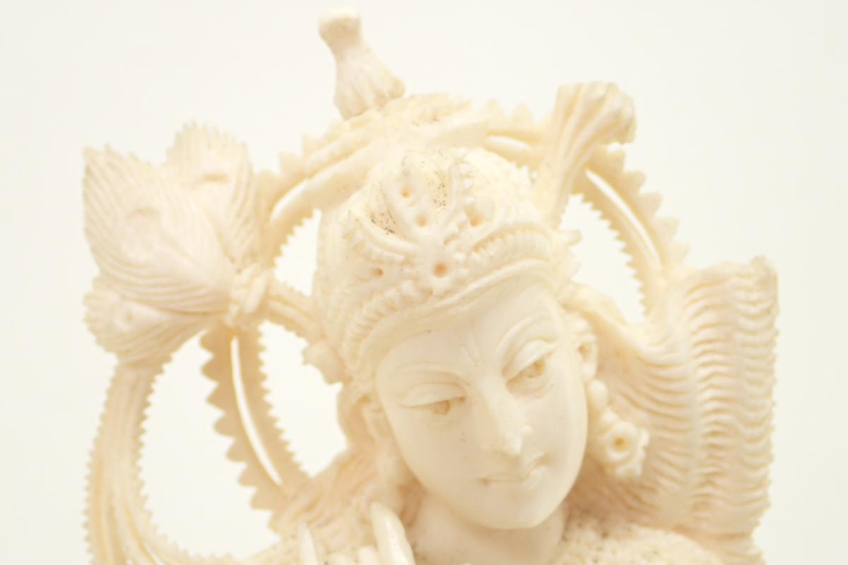 心】仏教美術 室町時代 木彫玉眼神将像 (頭部・左手) 仏教美術 彩色