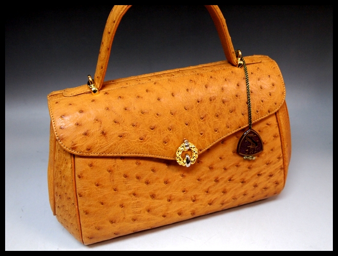伊製☆オロップ☆オーストリッチ☆2WAY バッグ☆グリーン☆OLOP☆