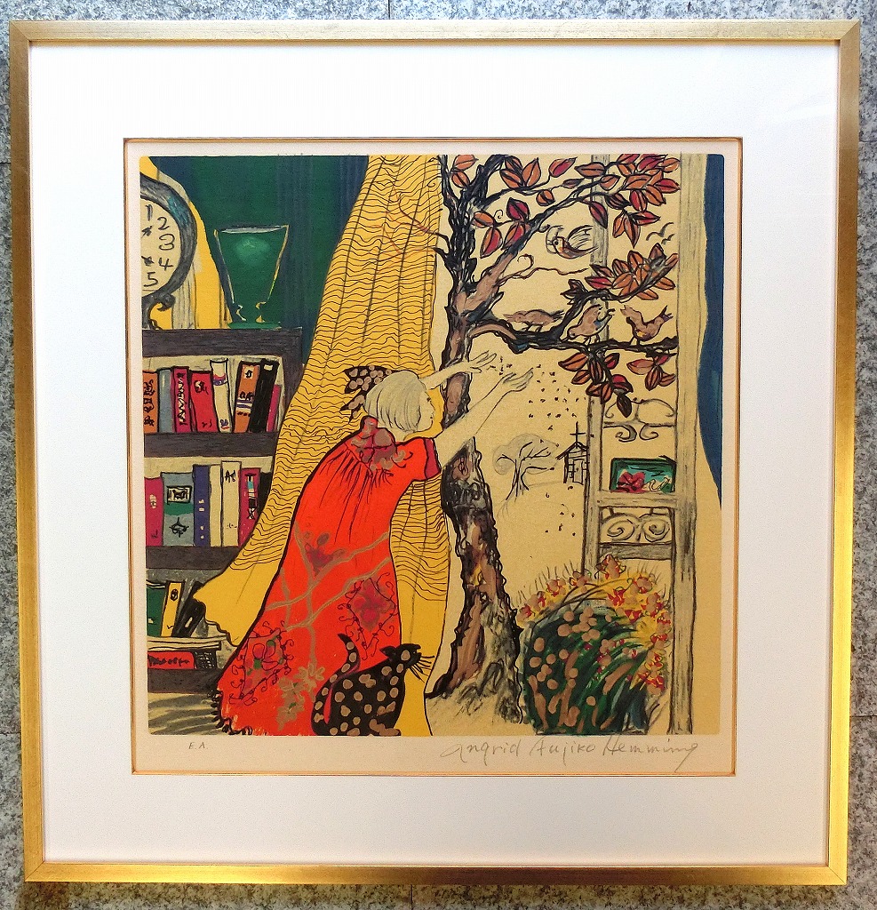 フジ子・ヘミング「鳥」真作保証 Fujiko Hemming 真作保証フジ子