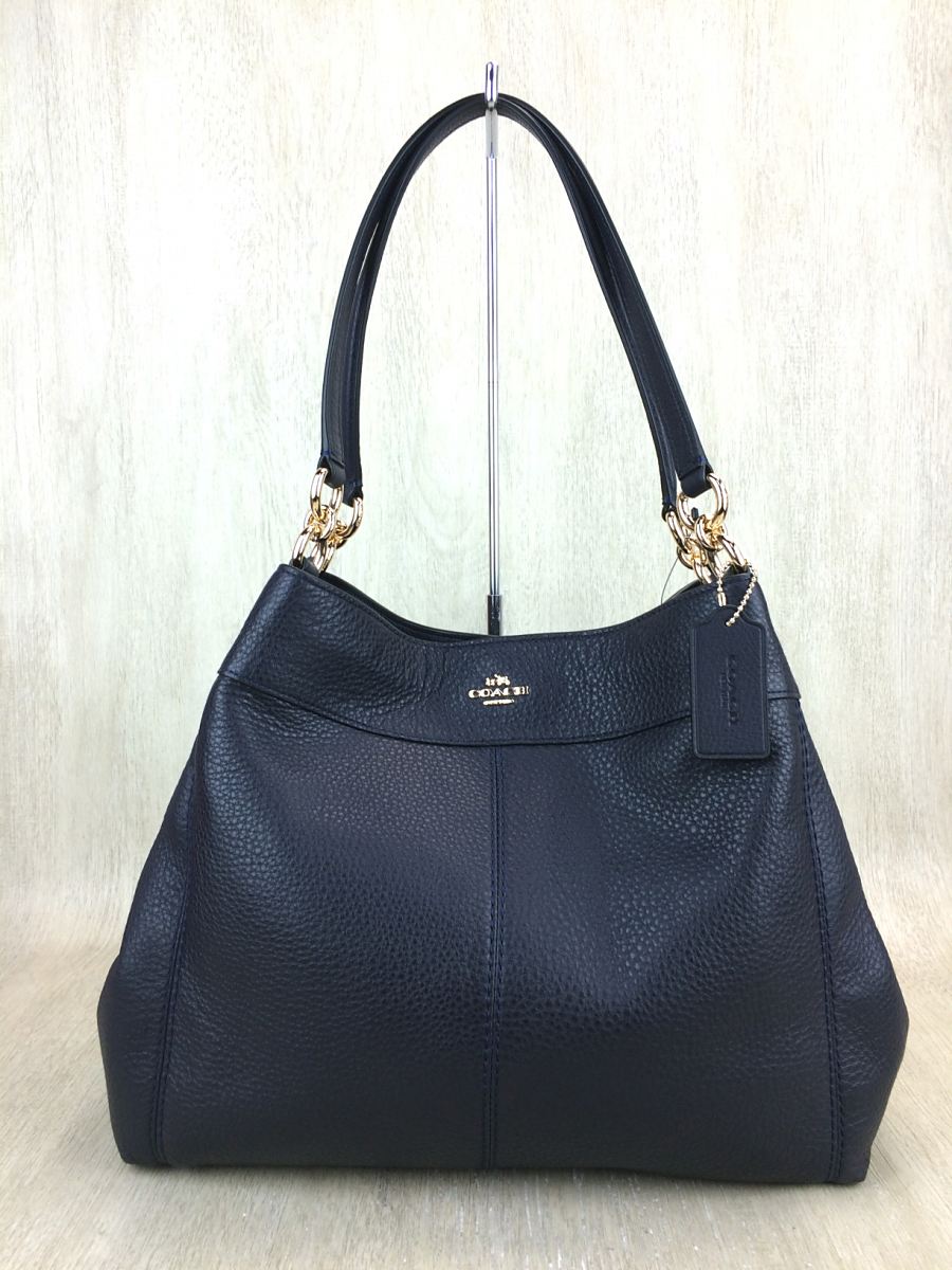COACH◇ペブルド レザー レクシー ハンドバッグ/レザー/NVY ,COACH 