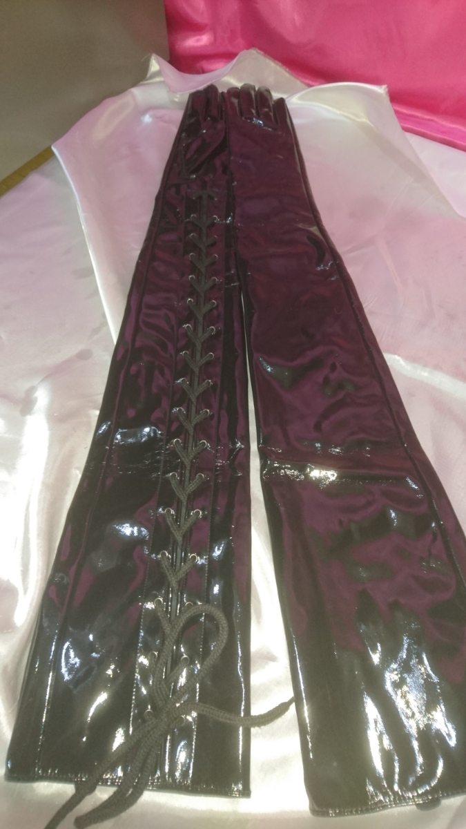 激安大特価，定番 オペラグローブ スーパーロング エナメルグローブ 編み上げ 超光沢 テカテカ コスプレ 女王様(アクセサリー、小物)｜売買されたオークション情報、yahooの商品情報をアーカイブ公開 - オー アクセサリー、小物