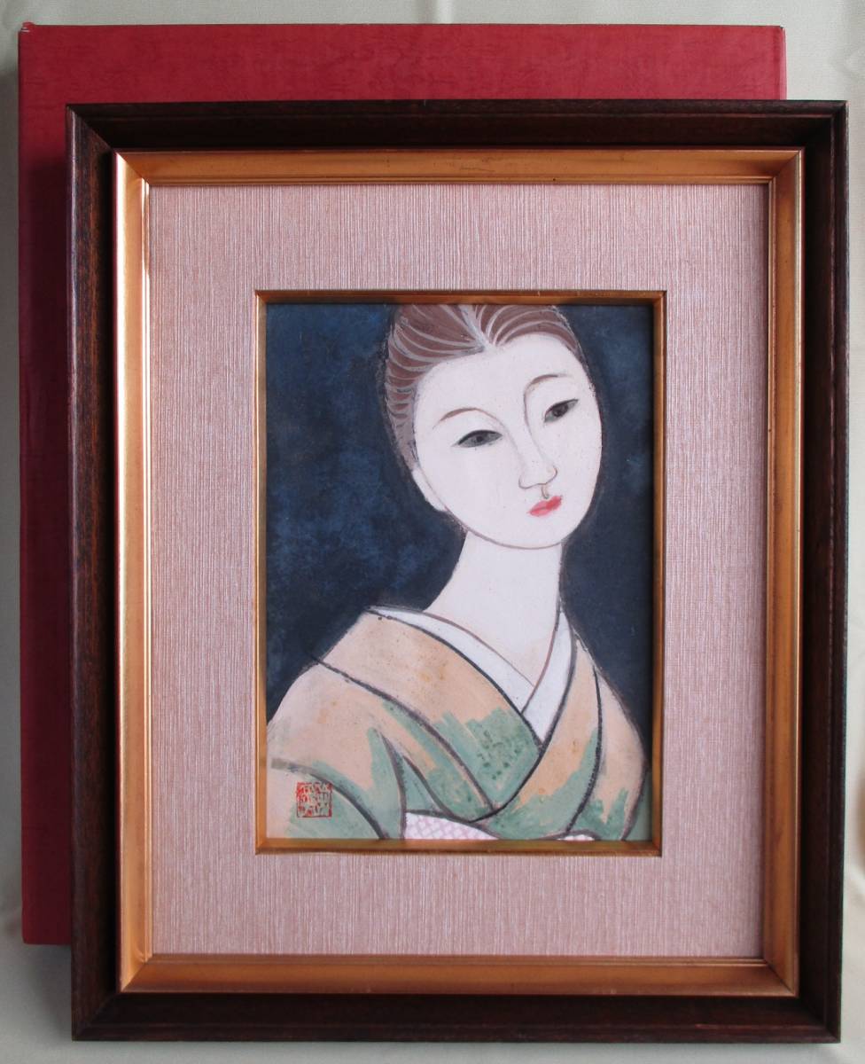 能絵師・浅山澄夫 画伯の描く稀少な和装美人画 F4号/落款あり 専用