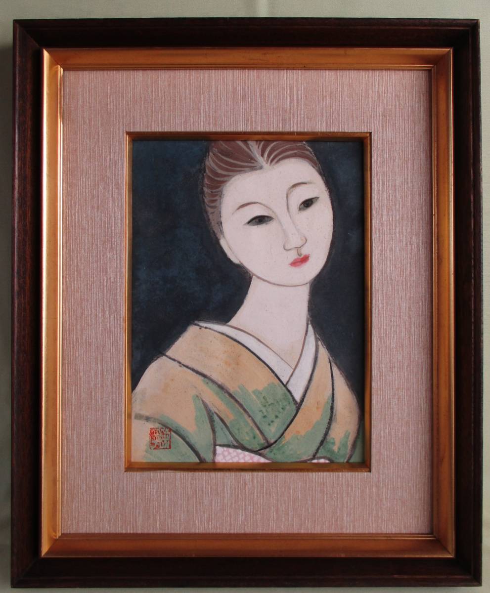 能絵師・浅山澄夫 画伯の描く稀少な和装美人画 F4号/落款あり 専用