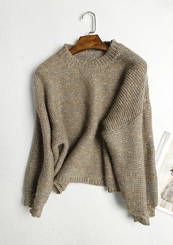 1点限り! 新品 高品質ミンクカシミヤ100% ざっくりニット 大人カッコいいゆったりセーターLサイズ 茶系