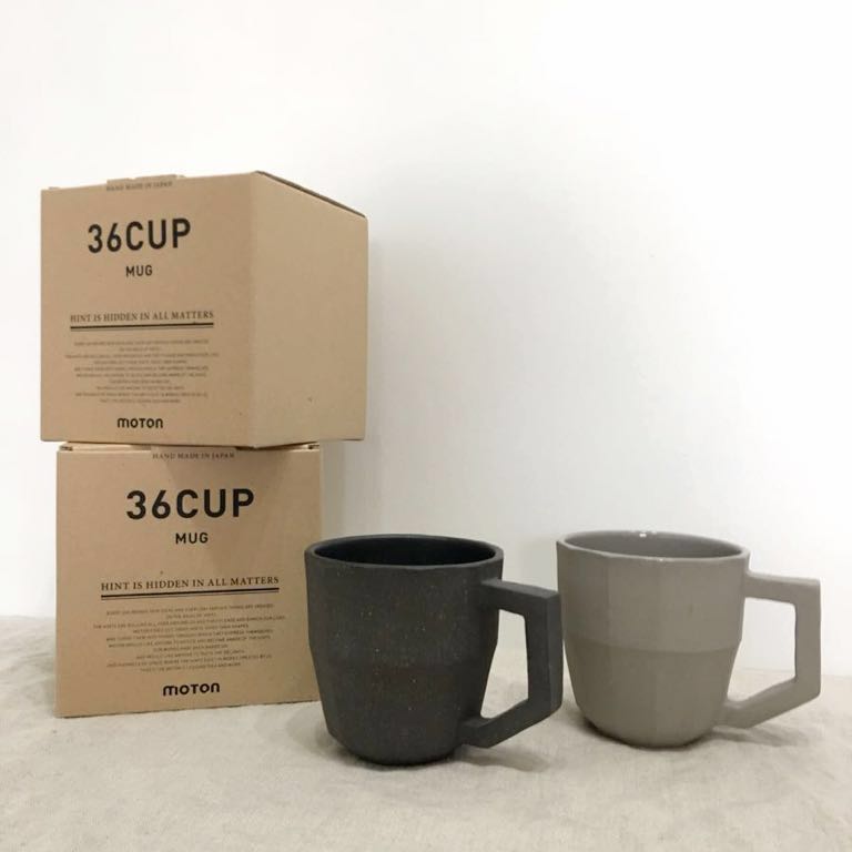 【廃盤】moton 36cup グレー/ブラック セット【中古】マグカップ ペア 美品 セラミック
