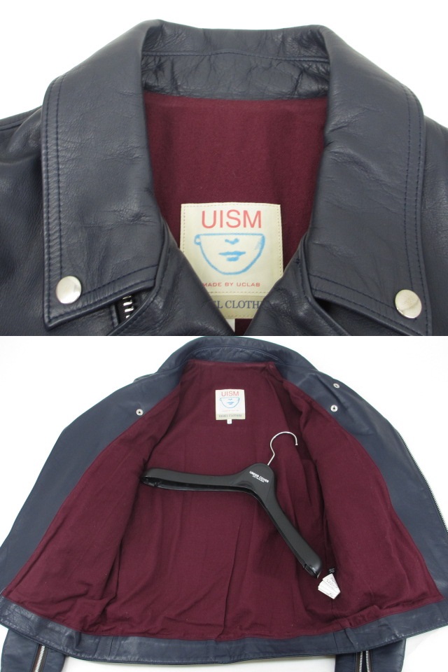 アンダーカバー からく レザーライダース 3 ネイビー UISM undercover