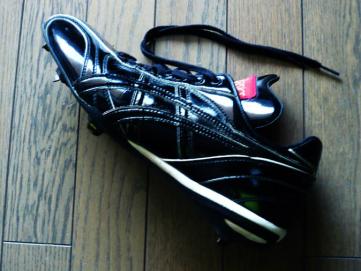 【スペシャルオーダー品】asics アシックス エナメル革製 野手P革付 埋め込み型 軽量スパイク 28.0cm used