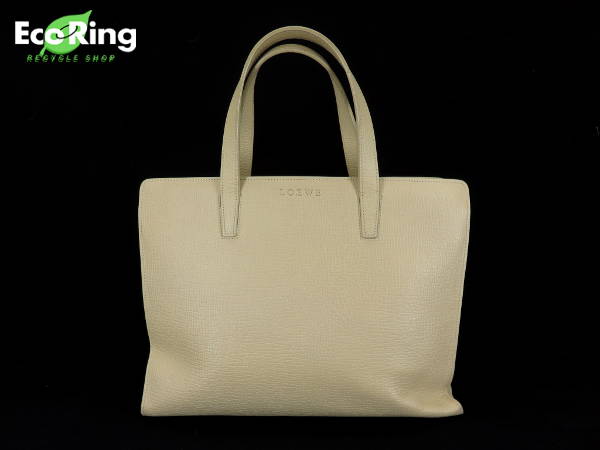 1円 ロエベ LOEWE レザー ハンドバッグ アイボリー DJ615