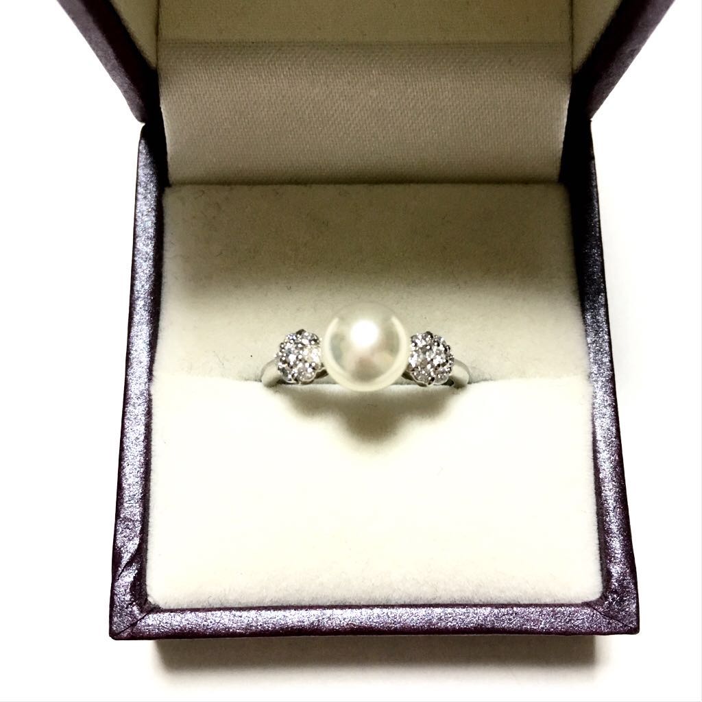 リング ダイヤモンド プラチナ Pt900 パヴェ 1.00ct パール デザイン 