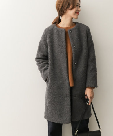 アーバンリサーチ☆DOORS ボアノーカラーコート CHARCOAL 【公式通販】