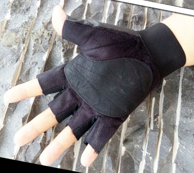 C1535 黒 グローブ ウエイトリフティング 指だし ジム トレーニング フィットネス 送料無料！_2