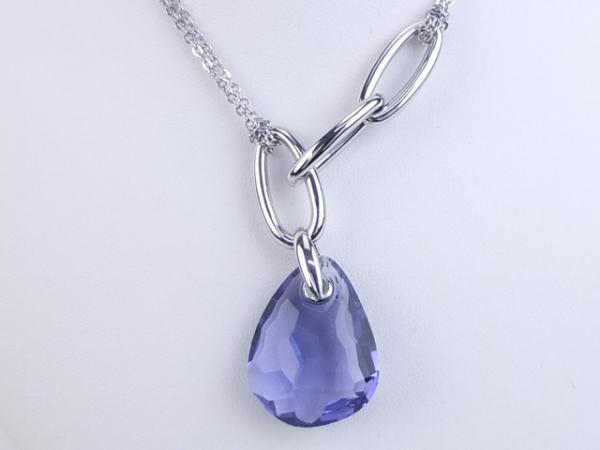 美品】スワロフスキー SWAROVSKI ネックレス ティアドロップ シルバー 