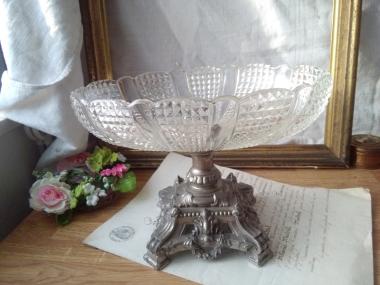 フランスアンティーク ガラスコンポティエ フランス アンティーク