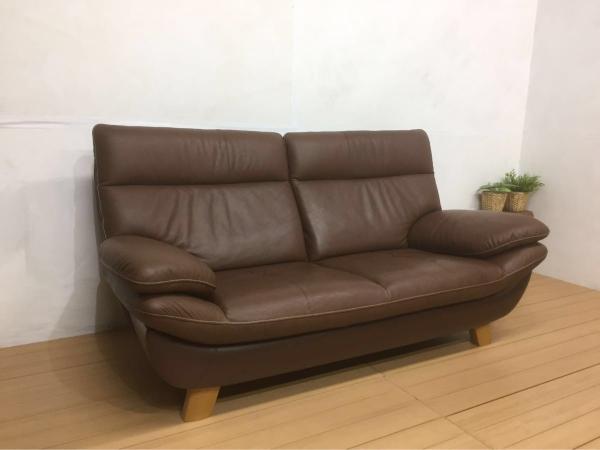 カリモク karimoku □ 2人掛け椅子ロング 本革 高級 30万 美品 【公式