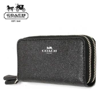 ◆新品/正規品◆【COACH★F15153-SVBK】コーチ ダブルジップコインケース/小銭入れ/財布/カードケース 本革レザー 大人気♪ 即決!!