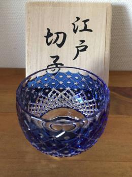 新品 木箱入り 篠崎英明作 江戸切子 グラス ぐい呑み 酒器 伝統工芸