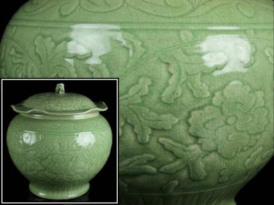 中国美術 古玩 青花 染付 花唐草文 茶壷 茶入 明⁄清朝 唐