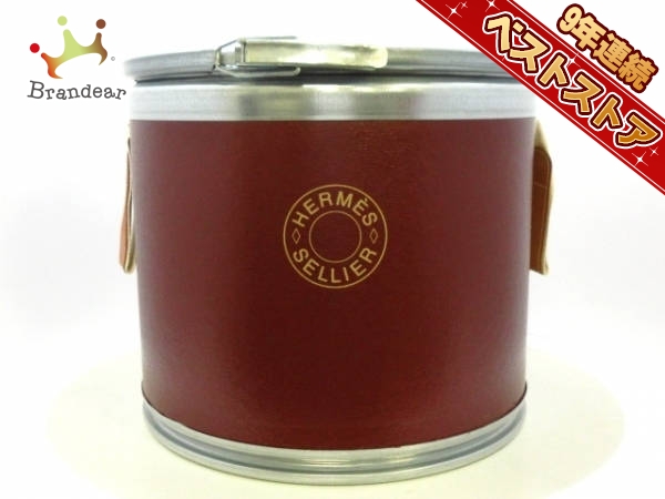 エルメス HERMES 財布 小物入れ アルミニウム×クラフトペーパー ルージュアッシュ×シルバー 馬具入れ サドルボックス 美品