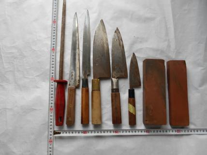 堺直助 出刃包丁 刺身 包丁 砥石 まとめて 包丁 2本 （出刃包丁 刺身