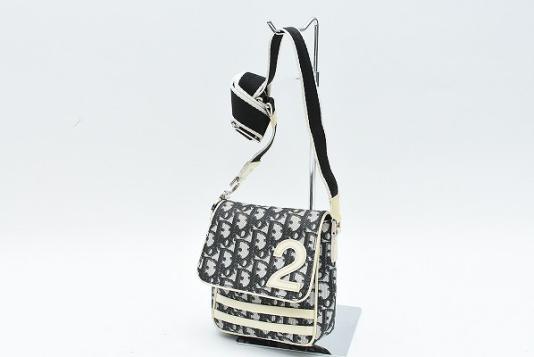 MN-0088 Christian Dior クリスチャンディオール ショルダーバッグ ミニ ポーチ トロッター柄 小物 カバン グレー系 クリスチャン DIORラ コレクシオン