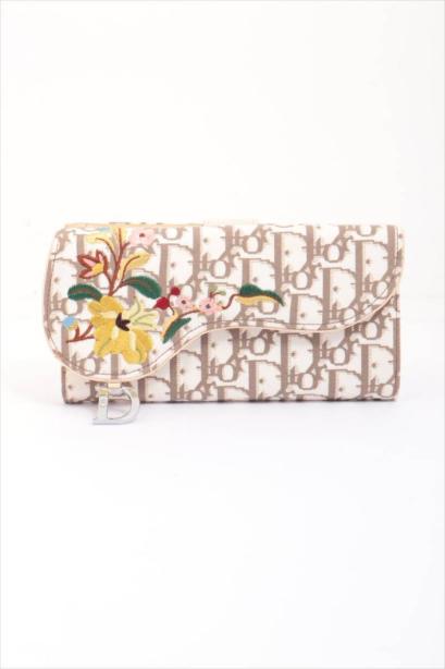 Dior ディオール 刺繍 長財布 青い