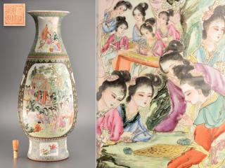 【流】中国美術 粉彩特大花瓶 BW786◎