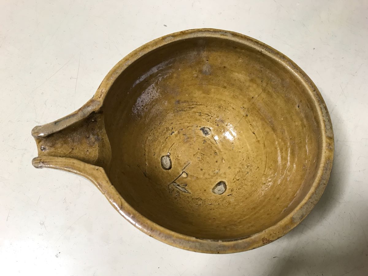 片口■古い時代物の古萩片口 古い酒器 経年貫入 茶器 古美術 時代物骨董 希少■ 古い片口 工芸品 片口□古い時代物の古萩片口 古い酒器 経年貫入 茶器