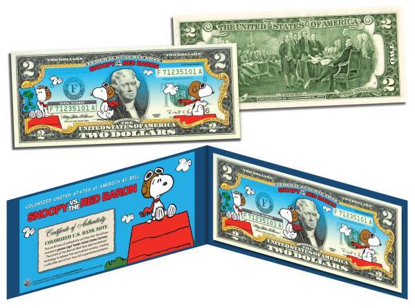 SALE，限定セール スヌーピー SNOOPY VS RED BARON ２ドル 紙幣(世界)｜売買されたオークション情報、yahooの商品情報をアーカイブ公開 - オークファン 世界