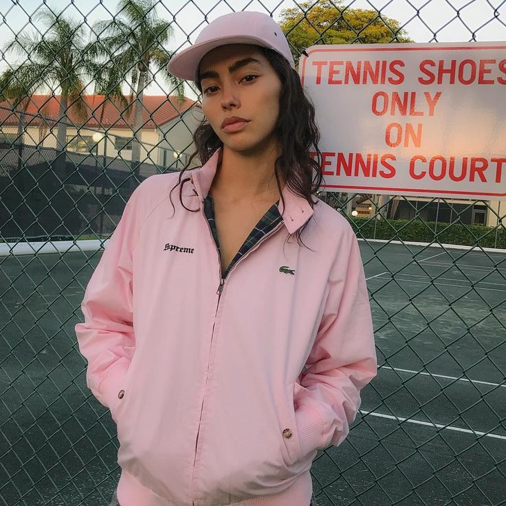 Supreme 17SS Lacoste Harrington Jacket M Pink シュプリーム
