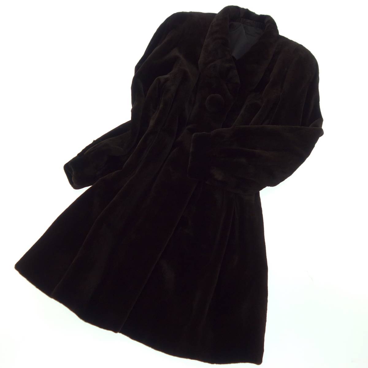 美品◇Guy Laroche ギラロッシュ シェアード ミンク ロングコート F 黒 