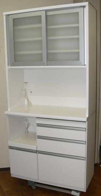 セール，送料無料 松田家具 食器棚 キッチンボード ホワイト 収納家具 幅100cm 良品(食器棚)｜売買されたオークション情報、yahooの商品情報をアーカイブ公開 - オークファン 食器棚