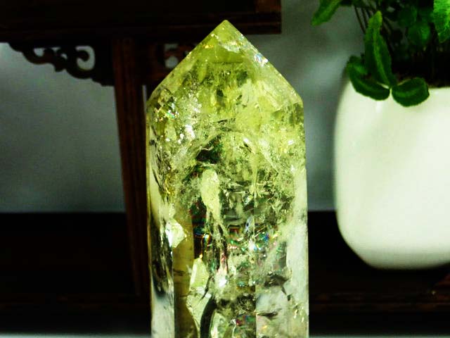 ショップ 限定品 AAA級金運UP☆天然レインボーシトリン六角柱 AAA級【