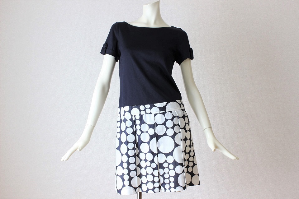 限定SALE，セール 組曲 ワンピース 2 同様 9号くらい M レディース 濃紺 水玉 ドット tqe KUMIKYOKU クミキョク 春夏 極(ひざ丈スカート)｜売買されたオークション情報、yahooの商品情報をアーカイブ公開 - オークフ 女性用