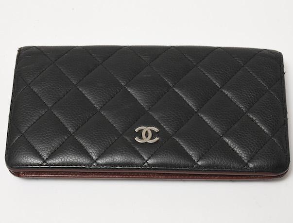良品 CHANEL シャネル マトラッセ 二つ折り 長財布 ココマーク