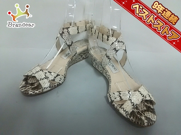 ジミーチュウ JIMMY CHOO 靴 サンダル 36 1/2 レザー アイボリー