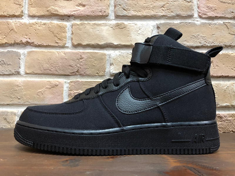 2018最新 NIKE AIR FORCE 1 HIGH '07 BLACK ナイキ エアフォース 1 ハイ ブラック キャンバス US8.5 JP26.5cm